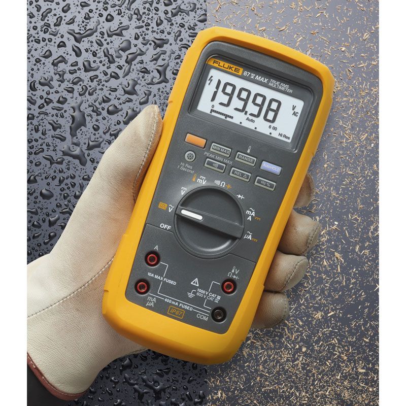 Fluke 87 True-rms Digital Multimeter for Extreme is IP 67 rated (waterproof and dustproof) and extended operating range of 5 to 131F