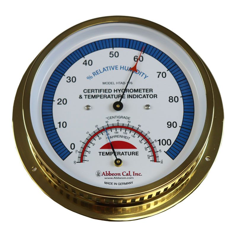 Abbeon Cal HTAB176 Premium Brass Wall Hygrometer and Thermometer